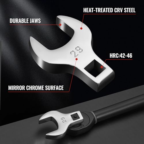 1/2'' Full Polish Drive Jumbo Crowfoot Wrench, Open End Wrench, Metric, 29mm, CR-V Steel, Tools for Mechanics Maintenance or Repairs, Access Fasteners in Tight Spaces Work Hard-To-Reach Areas - size: METRIC-29mm