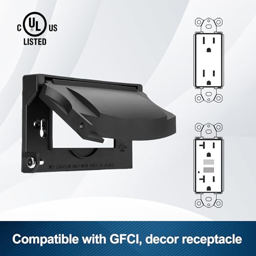 BESTTEN 3 PK 1-Gang Outdoor Outlet Wall Plate Cover, Standard Size, Black