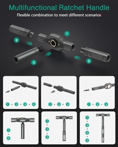 ORIA 42 in 1 Magnetic Screwdriver Set, Multi Bit Ratchet Screwdriver Set With T Handle, Portable DIY Repair Tool Kit for Electronic Repair, Furniture, Bicycle, Computer - color: Grey