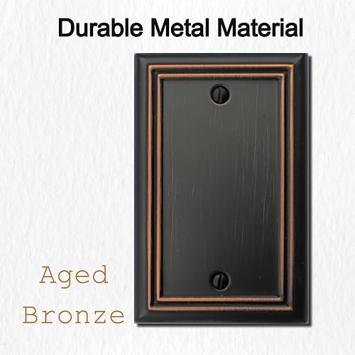 OKAWYC Single Blank Light Switch Cover Adler Metal Wall Plate, 4-Pack Aged Bronze 1 Gang, Light Switch Cover Outlet Cover Decorative Wallplate, Durable - style: 1 Blank 4PK