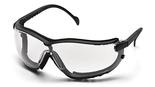 Pyramex V2G Safety Glasses, Black Frame/Amber Anti-Fog Lens - color: Black Frame/Clear Anti-fog Lens