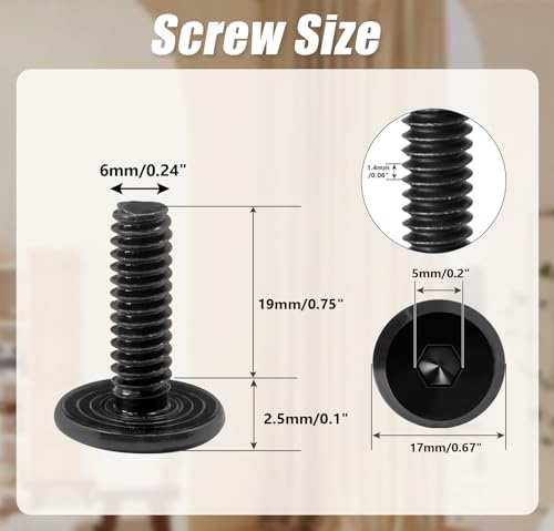 Biaungdo Flat Head Allen Bolts, 1/4-20 x 3/4 Inch, Black, 30 Pcs | Socket Cap Screws Joint Connecting Bolts Countersunk Screws Bolts for Furniture, Fully Threaded - size: 1/4-20 x 3/4 Inch