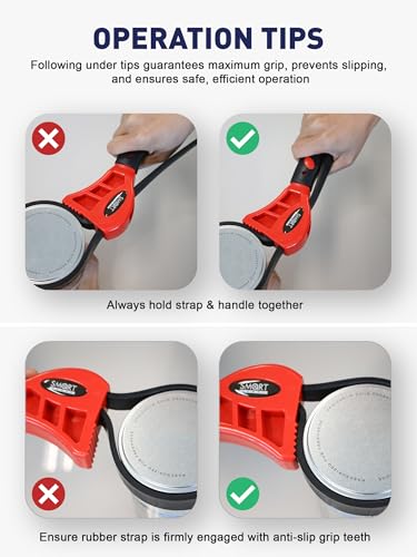 SMART JERRY 2-Pack Rubber Strap Wrenches, Adjustable Oil Filter Wrench