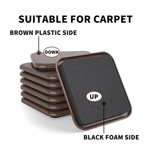 Yelanon Furniture Sliders - 8 pcs-4 3/4” Square Brown Furniture Sliders for Carpet Furniture Pads Heavy Duty Furniture Movers Sliders Reusable Furniture Moving Pads, Floor Protectors for Carpet - size: 8pcs 4.75"brown