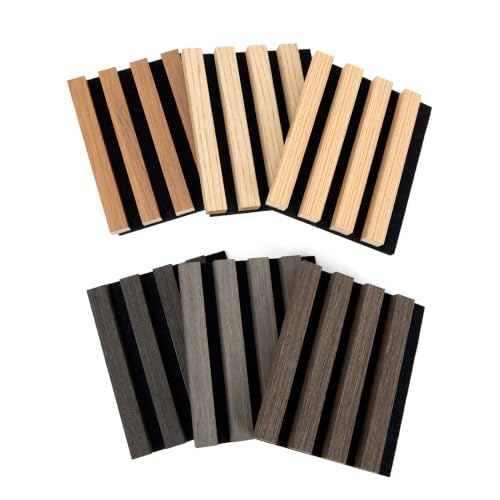 Art3d Soundproof Wood Slat Wall Panel, 6 x 4.7 in, 6 Sample Packs, 6 Colors - color: Sample, size: 6pcs - 6" x 4.7"