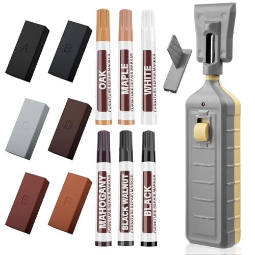 Vinyl Laminate Hardwood Floor Repair Kit -6 Colors Floor Wax Wood Furniture Touch Up Marker Restore Any Scratches, Stains, Cracks, Hole for Floor, Door, Cabinet - color: B-6 Colors