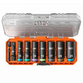 Klein Tools 65109IMPCTM KNECT Deep-Well 3/8-Inch Drive Impact Socket Set, Metric, 9-Piece Tool Set with Impact Driver Adapter, Multi-Purpose Wrench Adapter, Color-Coded, MODbox Socket Organizer - style: 9-Piece Metric Set