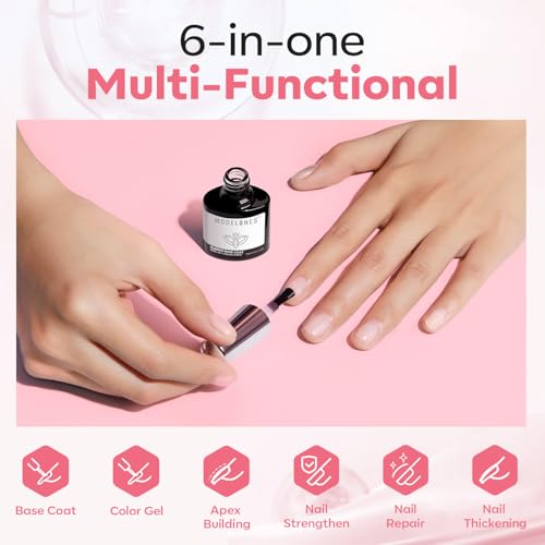 modelones Milky Pink Builder Nail Gel Rubber Base Coat Soap Nails - color: Rubber Base Coat Milky Pink