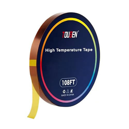 Polyimide Tape – High Temp Tape Polyimide Heat Resistant Tape Thermal Tape for Masking, Solder, 3D Printers, Battery SMT, Electronics & Industrial Use 20mm × 108FT× 1ROLL - size: 0.05 × 20mm × 108FT