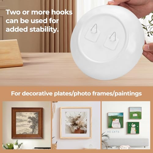 Bilillo 40PCS Adhesive Plate Hangers for the Wall, Invisible Heavy Duty Plate Holders with Wall Hooks & Storage Box, Strong Sticky Hangers for Plates, Frames & Wall Art - style: 40 Pcs Square