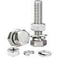 (5sets) 3/8-16x3 Hex Head Assorted Bolts, Nuts, Flat & Lock Washers, 304 Stainless Steel Hex Screws Nuts and Bolts Assortment Kit,Fully Threaded - size: 3/8-16x3