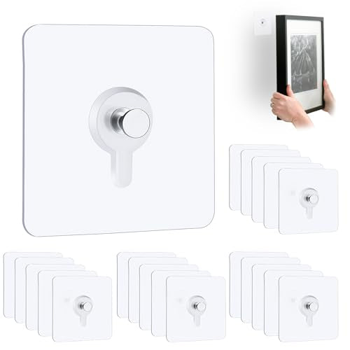 22 Pcs Drill Free Adhesive Wall Hooks, 40 lb Capacity Picture Hanging Hooks, Heavy Duty Picture Hangers Without Nails Strong Hold for Bathroom, Kitchen & Entryway - size: 2.6 inch