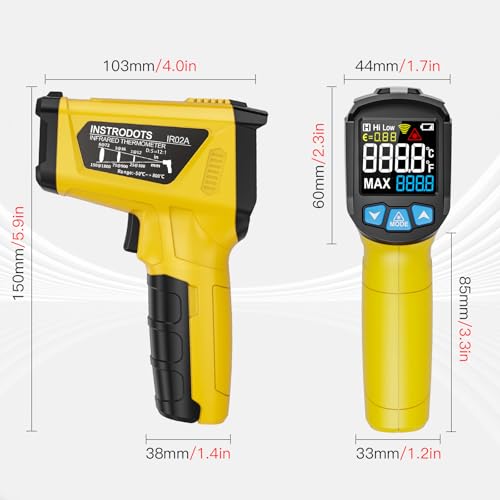 Infrared Thermometer Gun, -58°F~1472°F Non-Contact Surface Thermometer - color: Yellow (-58°F~1472°F)
