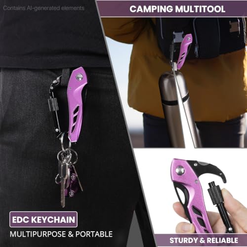 FUNBRO Pink Multitool Carabiner, Bottle Opener and Screwdriver - color: Pink