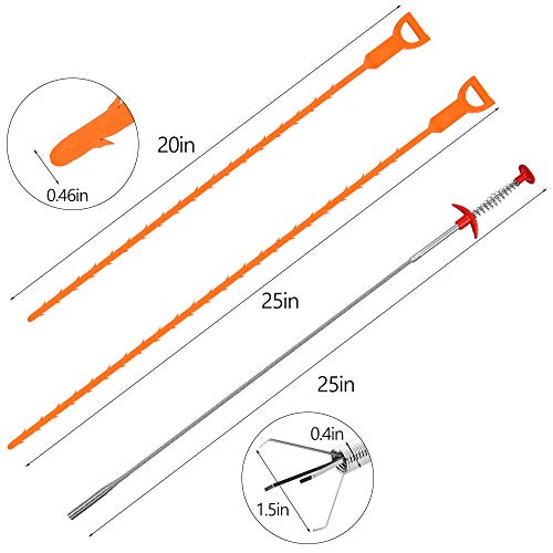 4PCS Drain Augers Hair Drain Clog Remover, Bendable Cleaner, for Kitchen Catcher, Sink, Sewer Cleaning Tool