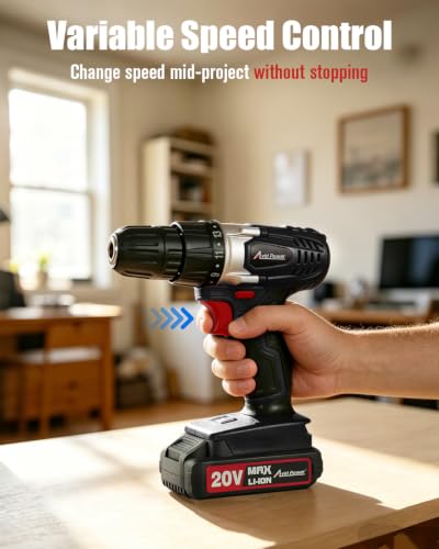 AVID POWER 20V Cordless Electric Drill Set 3/8“ Power Driver Kit for DIY - color: 3-black
