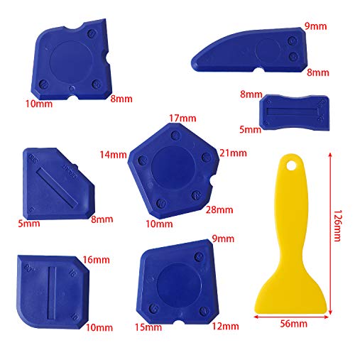 8 Pieces Caulk Tool Kit Sealant Finishing Tools Plastic Caulking Tools for Sealant Grout Finishing Sealing Tile Sealing & Grouting Finishing Tools for Tile and Grout Smoothing(Blue)