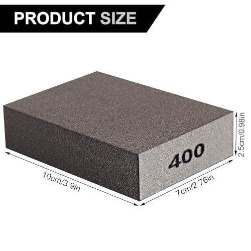 Romeda 8-Pack Sandpaper Block, 400 Grits Washable and Reusable Handmade Sanding Sponge, Drywall Sandpaper Blocks for Wooden Drywall Sheetrock and Metal Glazing - color: 400 Grits, size: 8-Pack