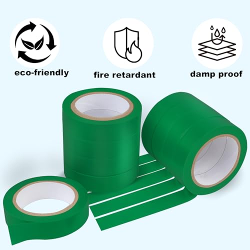 Romeda 9 Pack Electrical Tapes, Electrical Tape Water, Sun, and Oil Resistant, Electrical Tape is Suitable for Most Domestic, Commercial, and Industrial environments - Green - color: Green