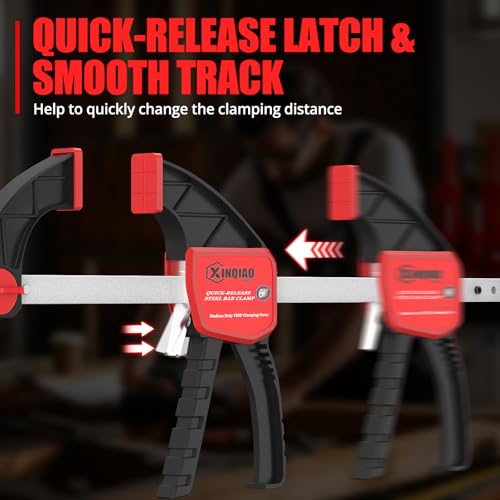 XINQIAO Bar Clamps for Woodworking 6 Inch (4) Wood Clamps Set, One-Handed Spreader with 150 LBS for Stable and Reliable Fixing Solutions
