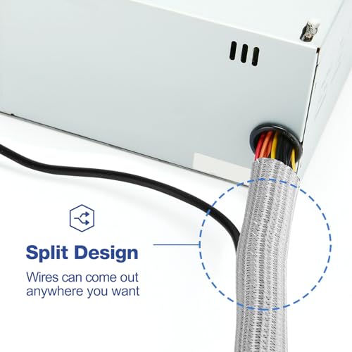 JOTO 26 Feet Cable Management Sleeve -Grey - color: Grey, size: 1 Pack, 312 Inches
