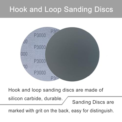 6 Inch 50 Pcs Wet Dry Hook and Loop Sanding Discs, No Hole, 3000 Grit - style: Grit 3000