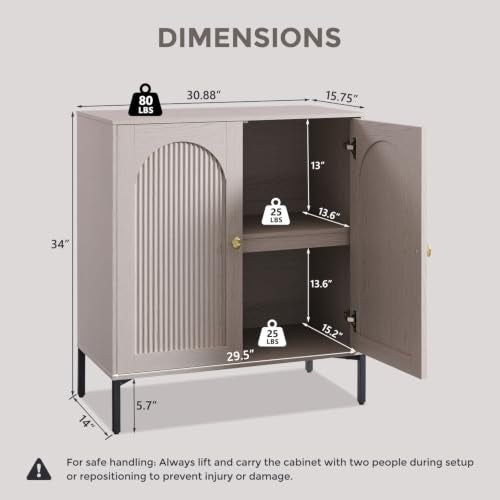 IFGET 34"Tall Modern Arch Sideboard Buffet Cabinet with Storage, Light Grey - color: Light Grey, size: 1 Piece