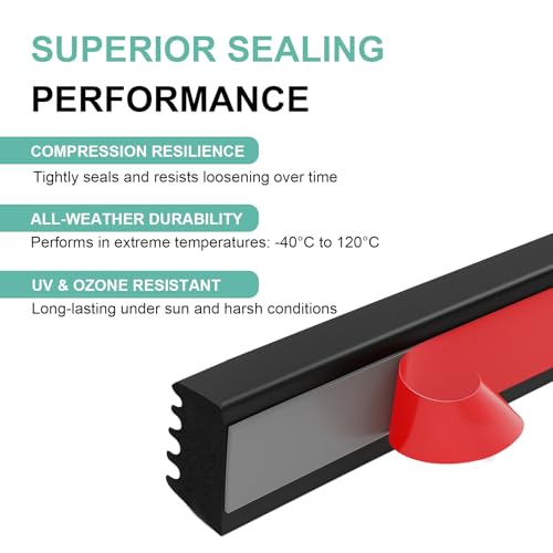 Weather Stripping Seal Strip: 26FT EPDM Foam Rubber with Strong Adhesive for Door, Garage, RV, Truck, Auto, Window, Noise Insulation (Pack of 2) - size: 26FT (Pack of 2)