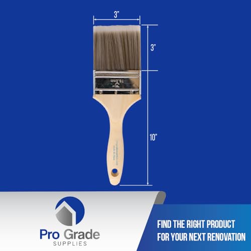 Pro Grade - Paint Brushes - 2Ea 3" Flat Brushes (Pack of 2) - size: 2Ea H 3F (Pack of 2)