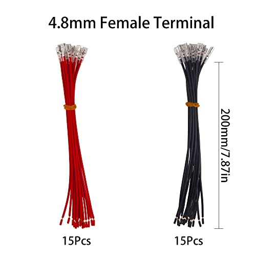 30Pcs Female Spade Crimp Terminal with Insulating Sleeve Quick Connectors Wire Splice Assortment Kit (4.8mm) - size: 4.8mm