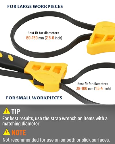 Lichamp 2-Pack Adjustable Rubber Strap Wrench Set, 4" & 6"