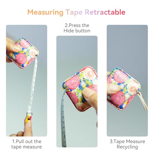 Mini Retractable Soft Tape Measure for Sewing, Cloth, Fabric, Body Measurements - color: peony