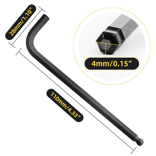 4mm Allen Wrench Set with Ball End Hex Key 6PCS Metric Size - size: 4.00 mm, style: Long