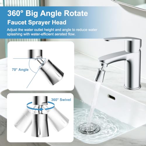 Faucet Aerator 4 Modes, 360° Swivel Faucet Sprayer Head Attachment, Chrome - color: Chrome, style: 2 Swivel Joints