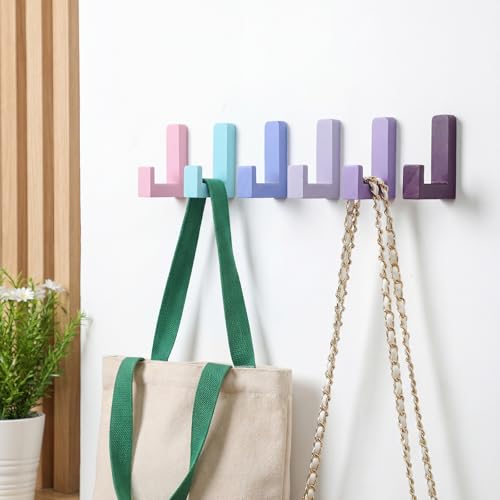 Teenyyou 6 Pcs Cute Kids Wall Hooks Adhesive for Backpack Purple - color: Purple