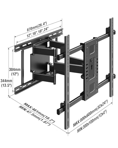 ELIVED Heavy Duty TV Mount for 50-110" TVs, Max VESA 800x600, 250 Lbs Load - size: TV 50-110", Slim Motion
