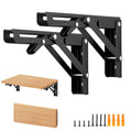 Matte Black Folding Shelf Brackets, 8 Inch, 4 Pack - size: 8 Inch