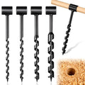 6 Pcs Hand Auger Wood Drill Wrench Set Bushcraft Gear Heavy Duty Steel Manual Survival Tools with Auxiliary Handle Bushcraft Tools for Camping, Outdoor, Hiking, Woodworking