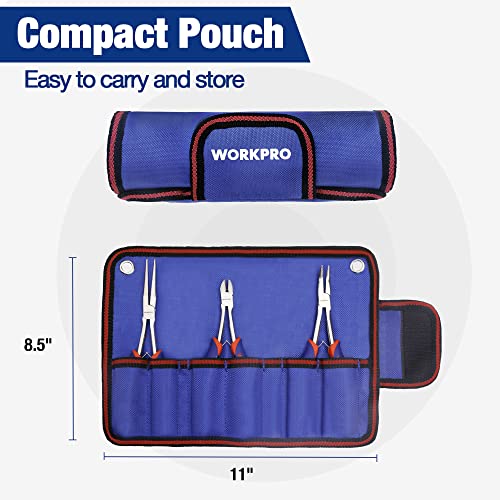 WORKPRO 3PCs Mini Pliers Set, Needle/Bent/Diagonal, 7"/6"/5.5"