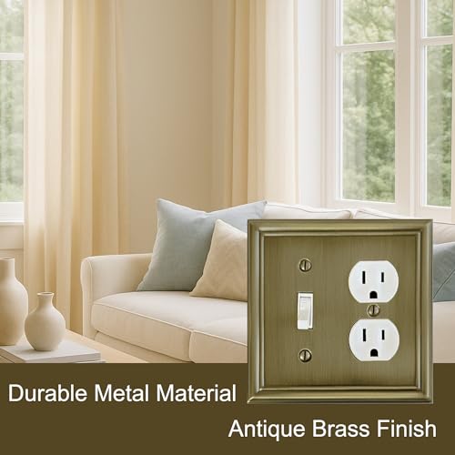OKAWYC Toggle/Duplex Light Switch Cover Luca Metal Wall Plate, 2-Pack Antique Brass 2 Gang, for Light Switch Cover Outlet Cover Decorative Wallplate, Durable - size: Toggle/Duplex
