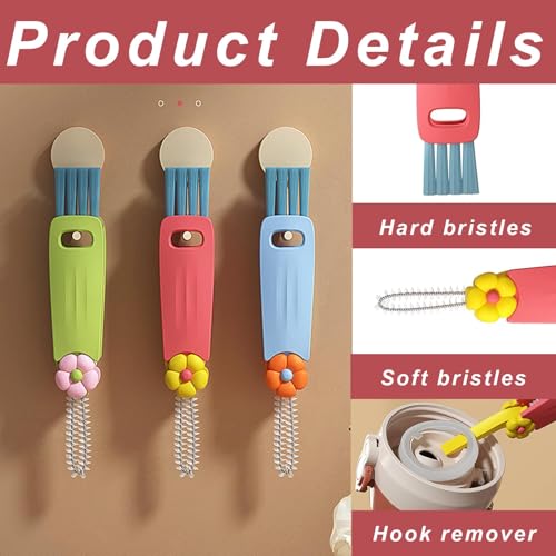 3-in-1 Rotatable Cup Lid Gap Cleaning Brush Set – 3 Pcs