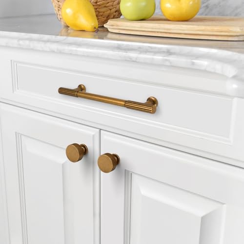 Asidrama 10 Pack 5 inch Antique Brass Kitchen Cabinet Handles - color: Antique Brass, size: 5" Hole Center