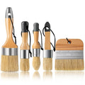 5 Pack Natural Bristle Chalk Wax Brush, Brushes for Furniture | Wooden Handles, Multi-Size Paint Brushes Apply Chalk & Milk Paint for Furniture Refinishing, Waxing, DIY Craft - size: 1 Large, 3 Small, Paddle Brush