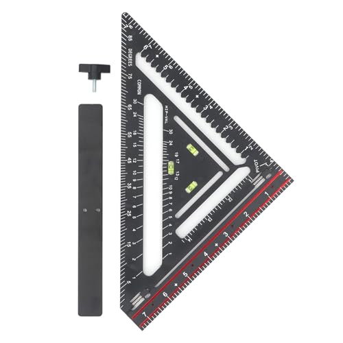 Advanced Carpenter Square, Folding Square Rafter Square with Level, Jig Block, Combination Square Triangle Ruler Woodworking Layout Tool for Architects, Designers, Students