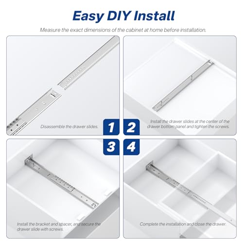 14 Inch Center Mount Drawer Slides 4 Pcs, Heavy Duty Hidden Rails - size: 14 Inch