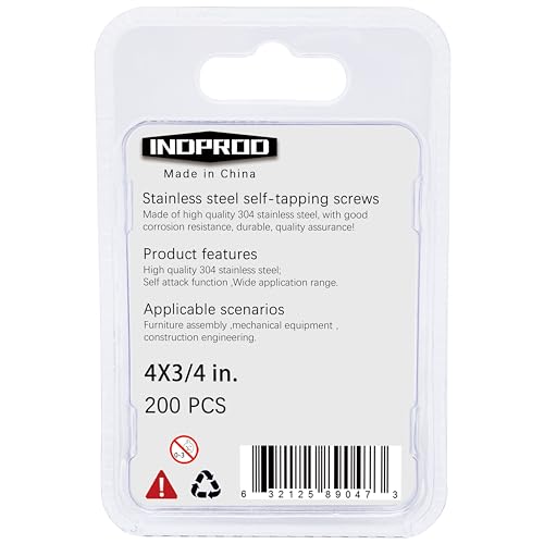 #4 × 3/4" Flat Head Phillips Wood Screw, Flat Head Self Tapping Screw Sheet Metal Screws Wood Screws, Stainless Steel 304 (18-8), 4 × 3/4-Inch, 200Pcs - color: Stainless Steel Screws, size: #4 x 3/4"