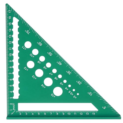 HARFINGTON Metal Square Ruler 7" Aluminum Alloy Carpenter Square Woodworking Rafter Square Precision Scribing Tools with Rafter Conversion Table for Measuring and Marking, Green - color: Green, style: Dual Scales