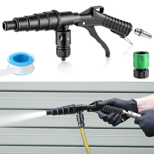 Coolant System Flush Gun, Lever Action Heater Core Flush Kit, Radiator/Cooling System Flusher, Air and Water Combo Flushing Set with Nozzles for 19-40 mm Hoses