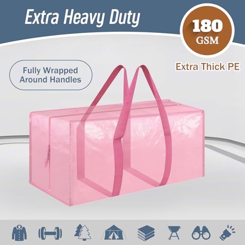 6 Pack Extra Heavy Duty Large Moving Bags with Strong Zipper, Pink - color: Pink, size: 6 Pack