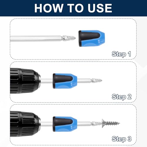 HARFINGTON 6pcs Screwdriver Head Magnetic Ring 9/32" Screwdriver Bit Holder Ring Universal Bit Holder for Hex Shank Drills Power Tools DIY Repair, Blue Black - color: Blue Black
